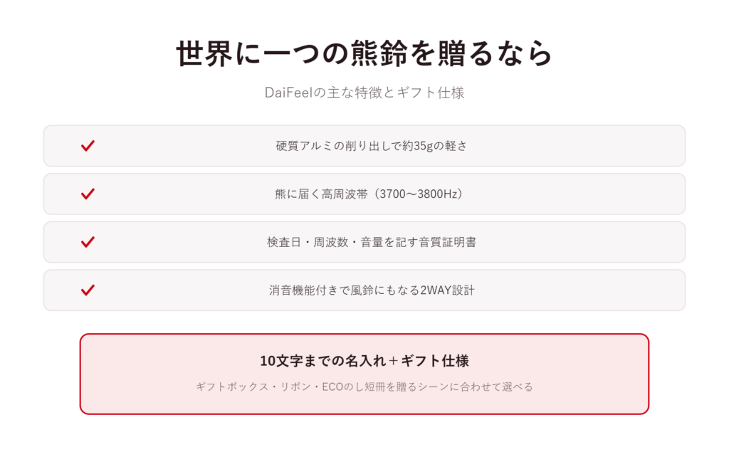 世界に一つの熊鈴を贈るならダイキ精工