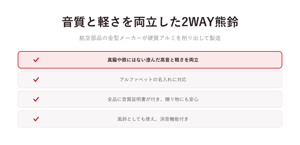 音質と軽さを両立した2WAY熊鈴